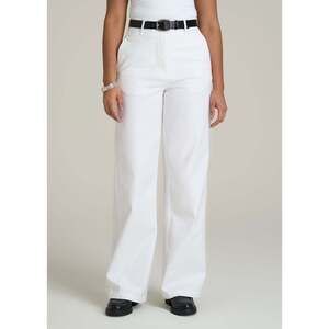 American Tall High Rise Wide Leg Flat Front Chinos for Tall Women in White Size